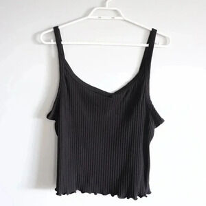 Old‎ Navy Women's XL Black Ribbed Fitted Stretchy Cropped Sleeveless Tank Top